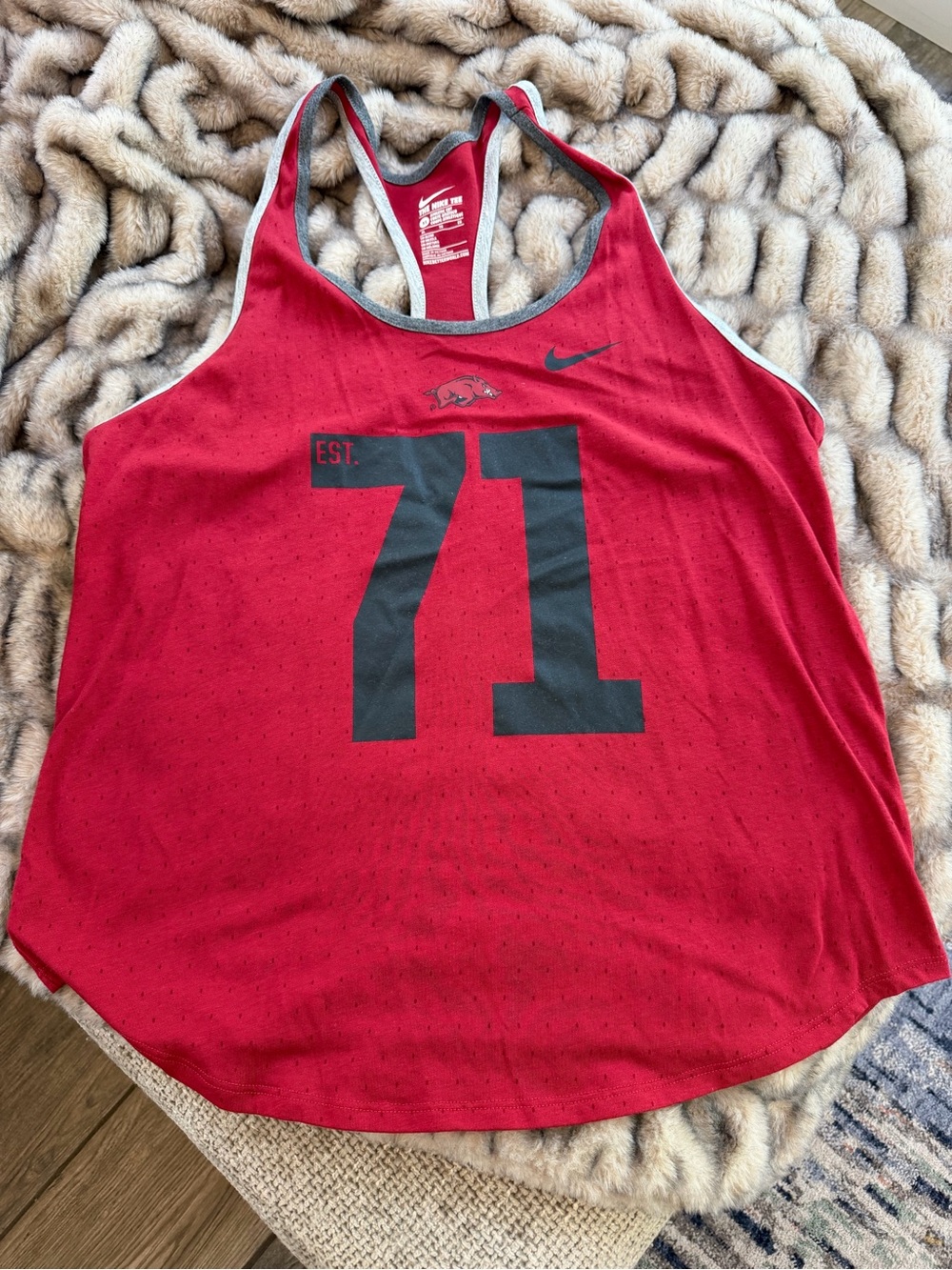 Nike Women’s Red Racerback Tank with Black 71 Graphic